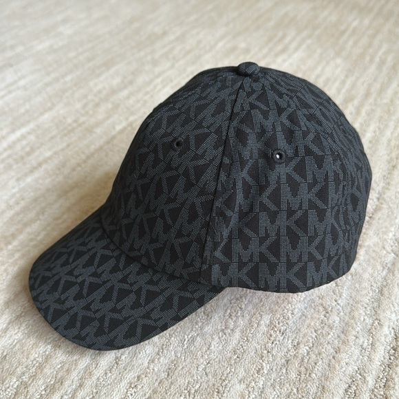 Michael Kors Monogram MK Logo Black Baseball Cap Hat Adjustable Printed Logo - Picture 1 of 15